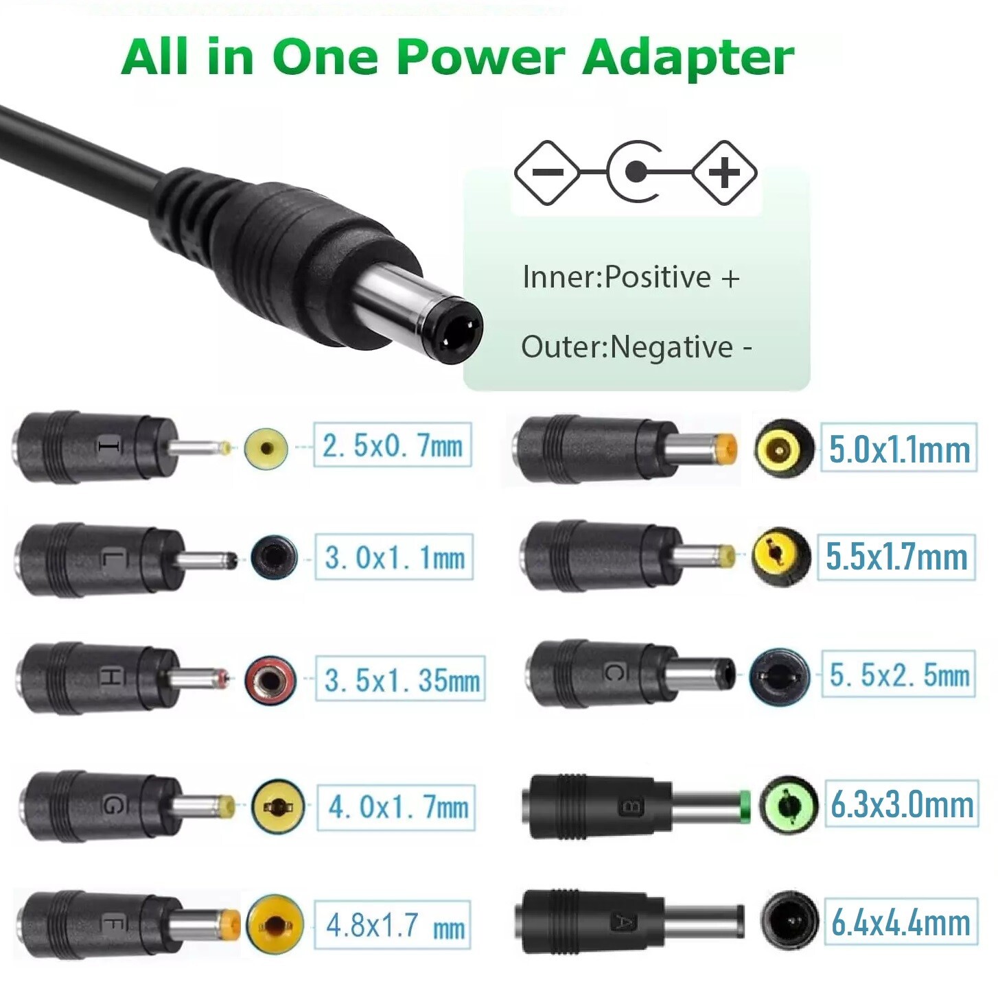 AC 100-240V to DC 5V 2A Power Supply Adapter Charger with10 Sizes DC Plug Tips