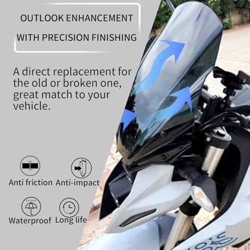 GSX8S Windscreen with Mount Bracket, Motorcycle Windscreen Front Light smoke