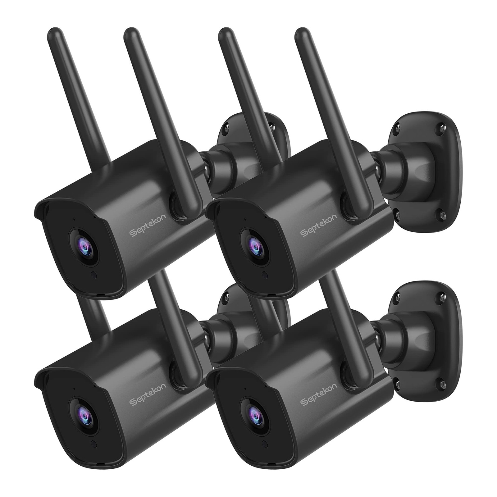 2K Home Security Cameras 4 Pack, 2.4G Wired WiFi Security Camera Outdoor with…