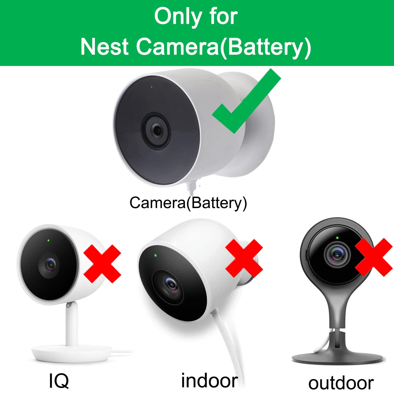 2 Pack 20Ft Power Cord for Google Nest Cam Battery Replacement White New