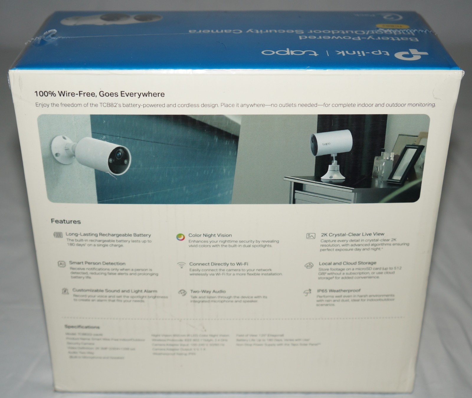 New TP-Link TCB82 (2-pack) Tapo Wireless Indoor/Outdoor 2K Security Camera