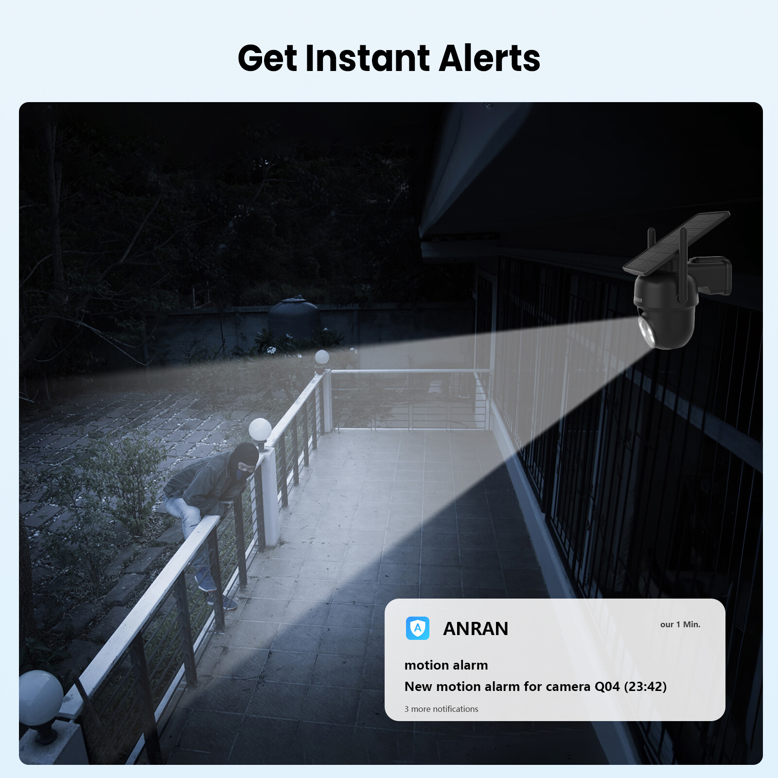 ANRAN Security Camera Wireless Solar Battery Powered Outdoor 5MP Home WiFi Audio