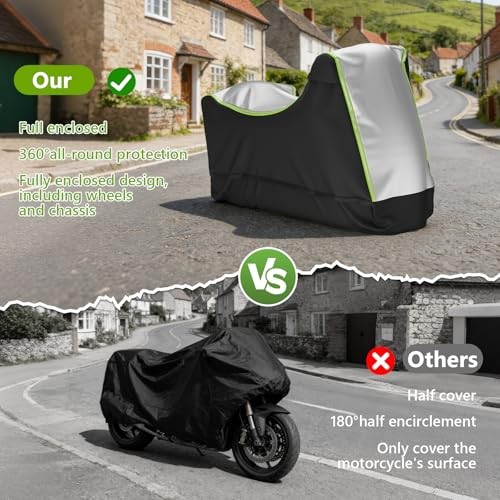Full Enclosed Motorcycle Cover for Outdoor & Indoor XL-86.5”L x 45”W x 53”H