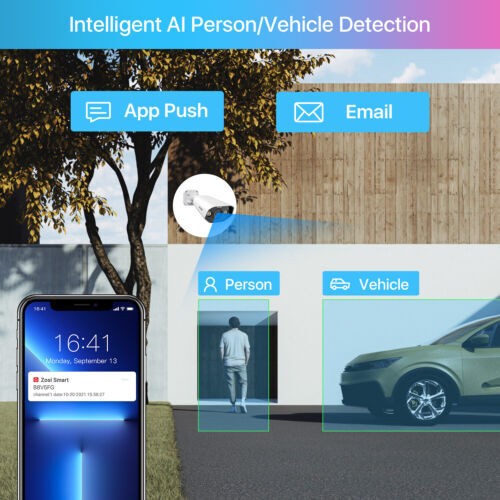 ZOSI 8CH/16CH 4K 8MP POE Security Camera System H.265+ AI Detect Audio 4TB HDD