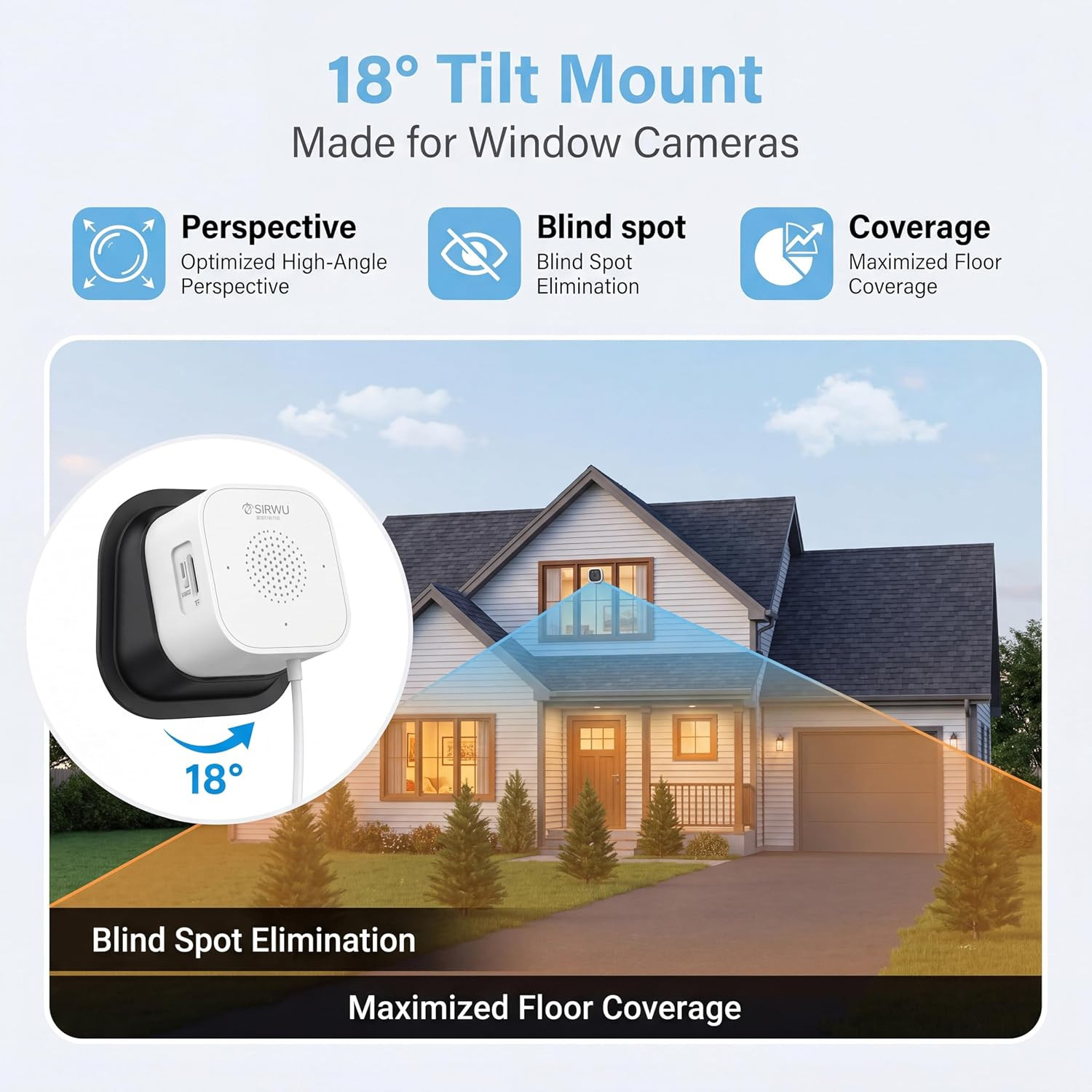 2 Pack Angled Window Camera Mount, 18° Angle Adapter for Most Magnetic Window Se