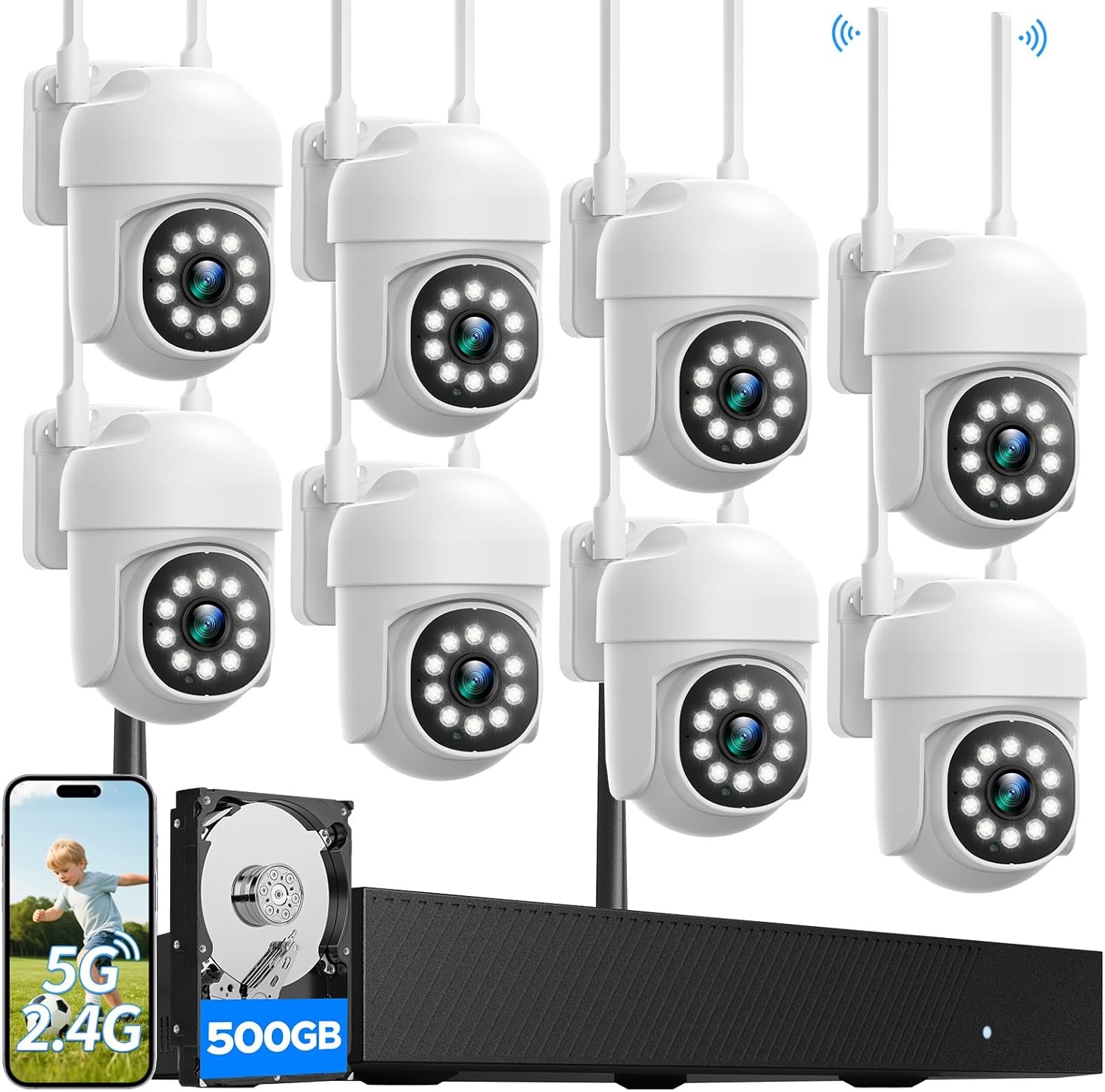 CAMCAMP 16CH NVR Audio Wireless Security WiFi PTZ Camera System CCTV 24/7 Record