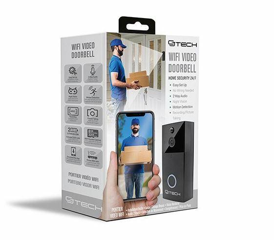 CJ Tech 720p WiFi Video Doorbell with Two Way Audio & 8GB Memory – Black (72890)