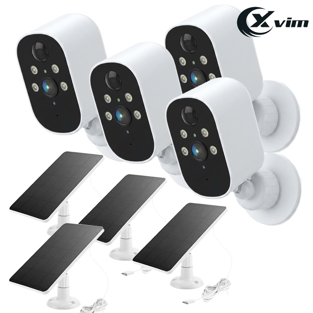 4Pcs Wireless Solar Battery Camera Outdoor WiFi Home Security Camera System