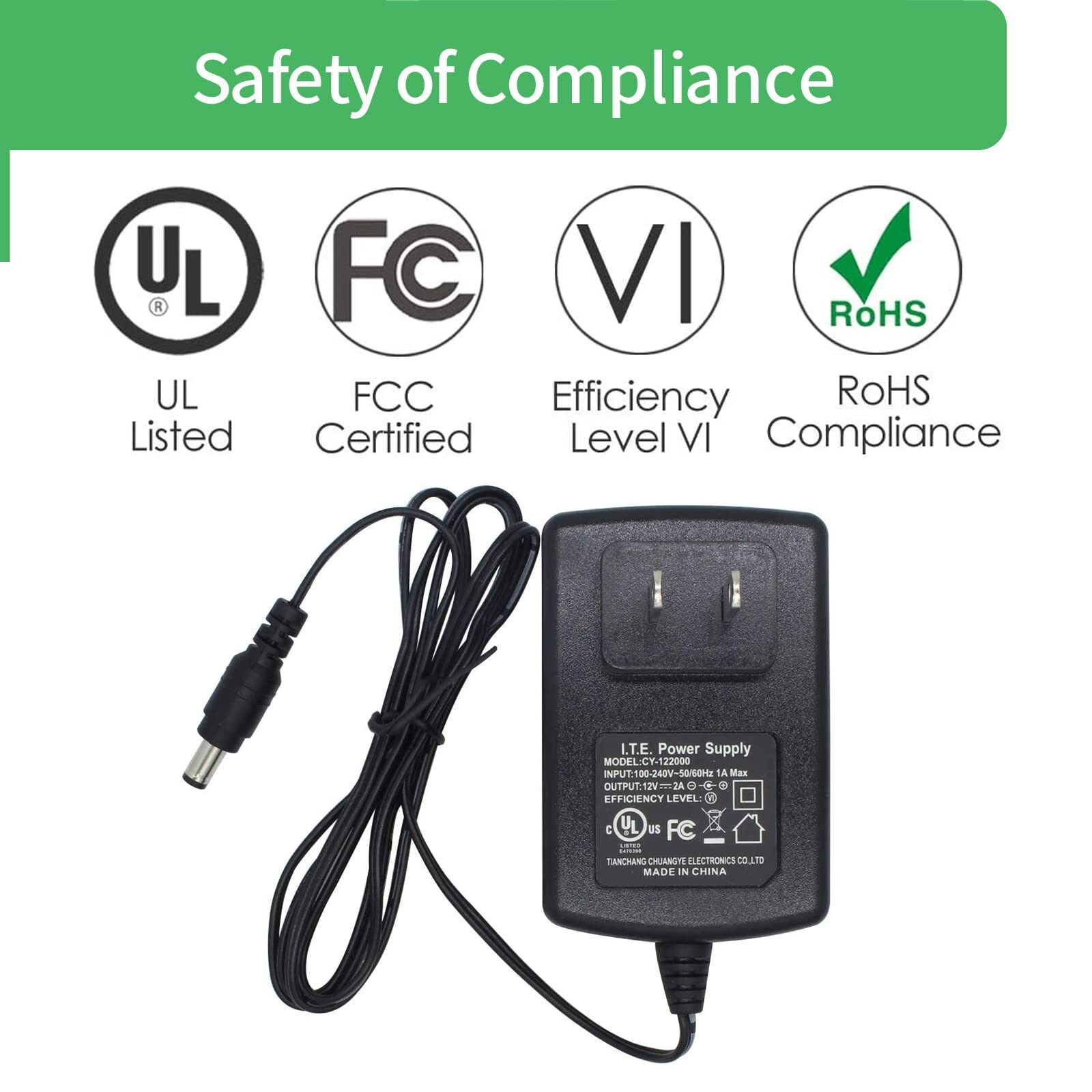 Security-01 AC to DC Power Supply Adapter 12V 2A 5.5mm x 2.1mm