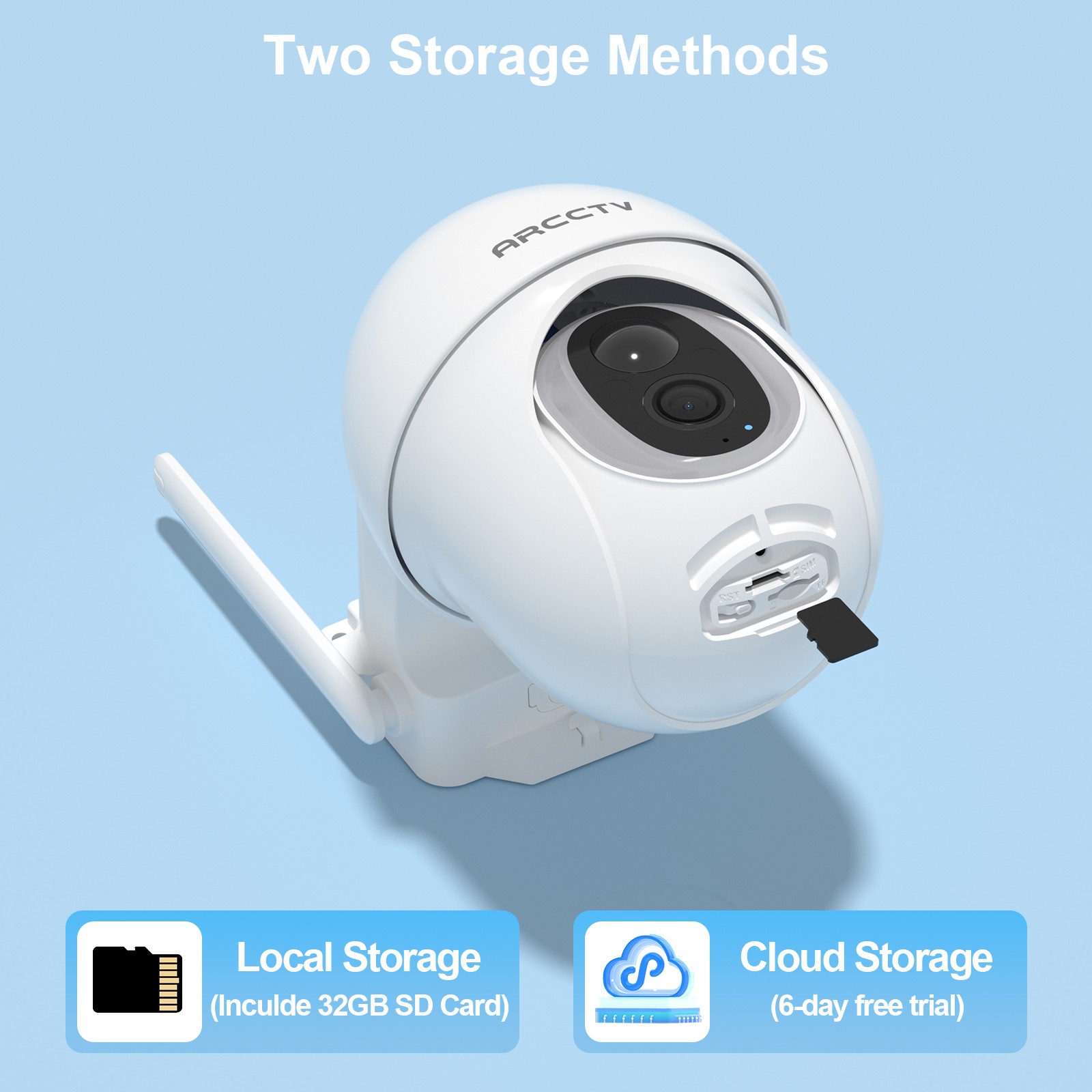 ARCCTV 4MP 4G LTE Cellular Security Camera Solar Outdoor PTZ Color Night Vision