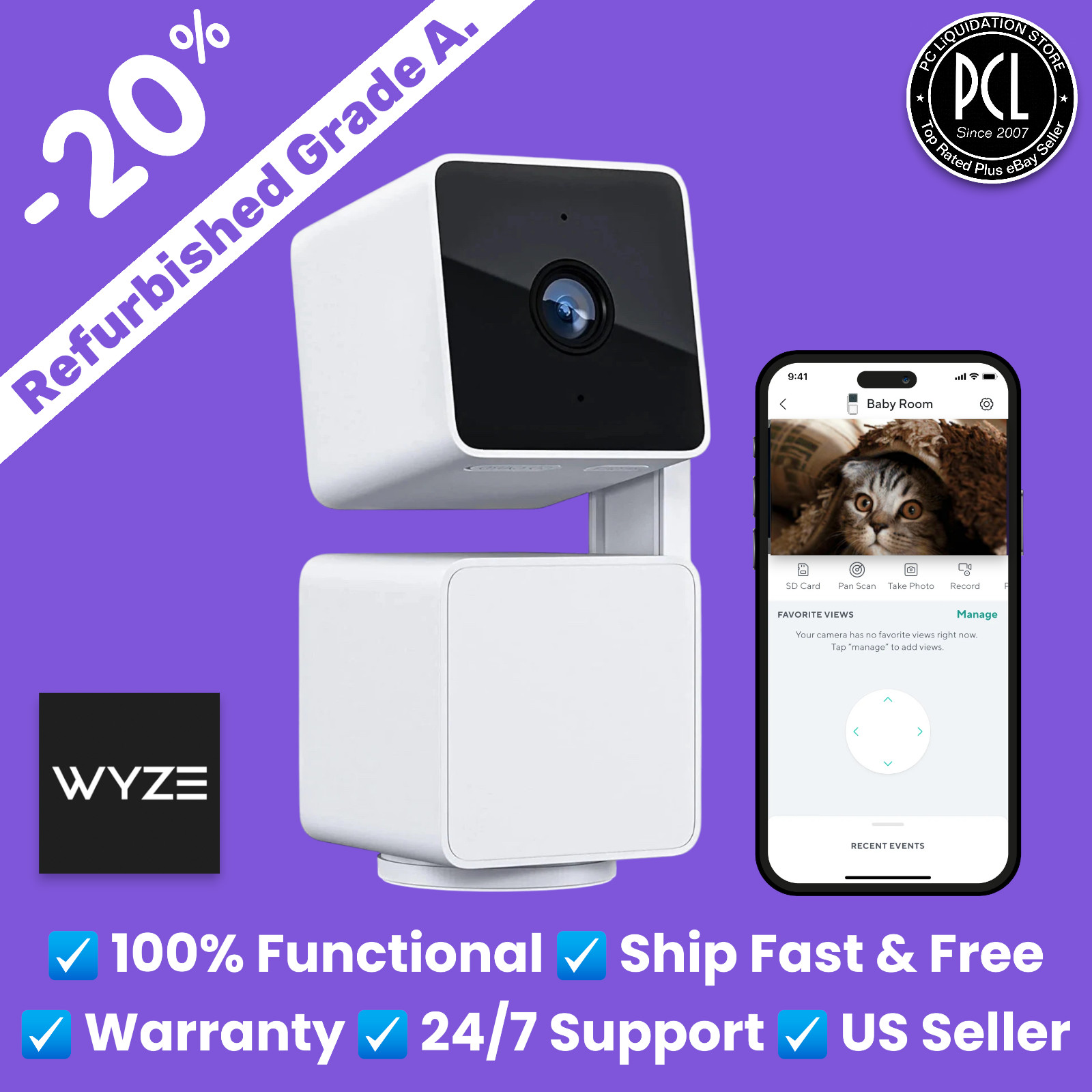 ✅ Wyze Pet Monitoring Camera Pan/Tilt/Zoom Wifi 1080p 2-Way Audio (Cam Pan v3) ✅