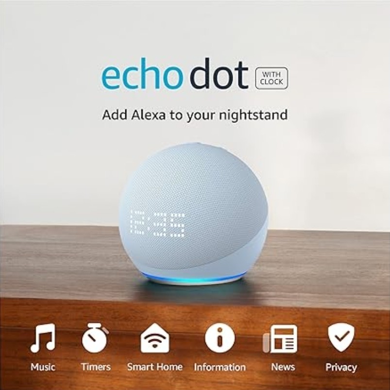 Amazon Echo Dot (5th Gen 2022) – Smart Speaker with Clock and Alexa CLOUD BLUE