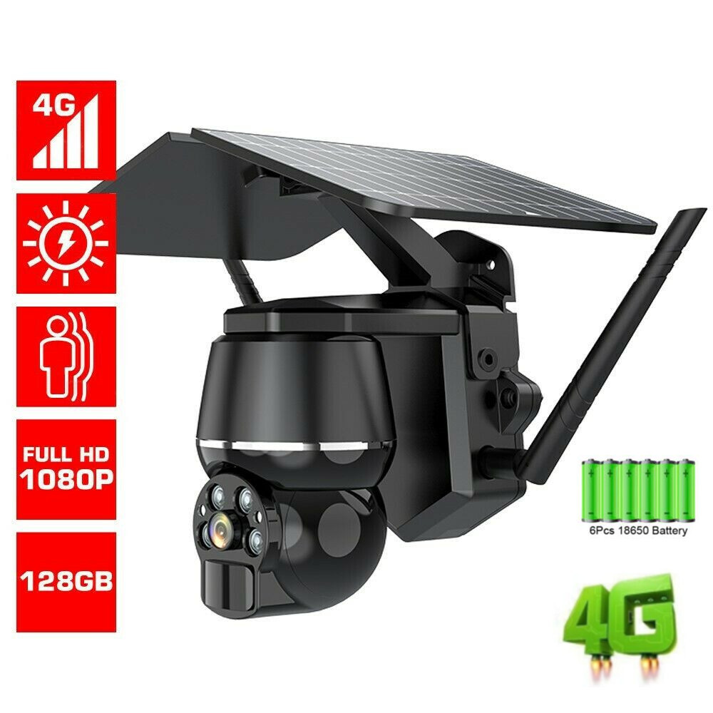 4G/Wifi Solar Powered 128GB Security Camera PTZ 1080P Ultra HD Home Outdoor Cam