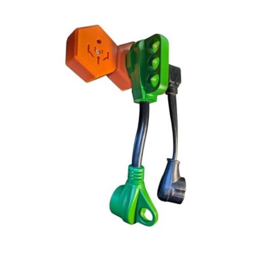 RV Plug Universal Wall Mount – Holder & Adapter Storage for 50A, 30A, Orange