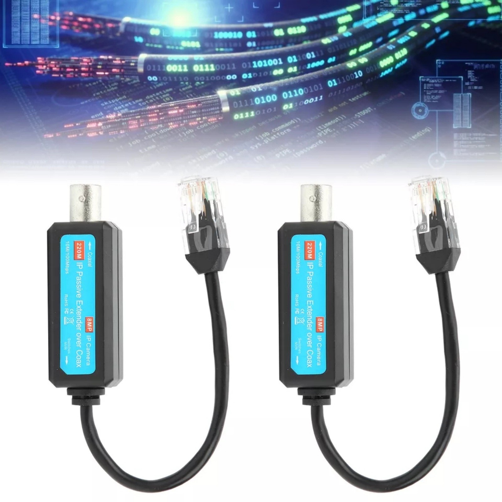 1Pair Passive Coaxial lP Extender 10/100mbps lEEE802.3 10Base-T PAL/NTSC/SECAM