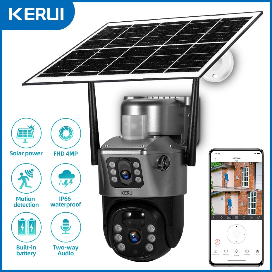 Dual Band WiFi Wireless Solar Battery Power Security Camera System Outdoor 4MP
