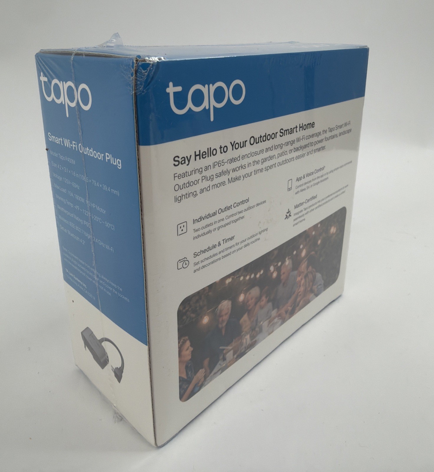 TP-Link Tapo Smart Wi-Fi Weatherproof Dual Outlet Outdoor Plug, Matter Certified