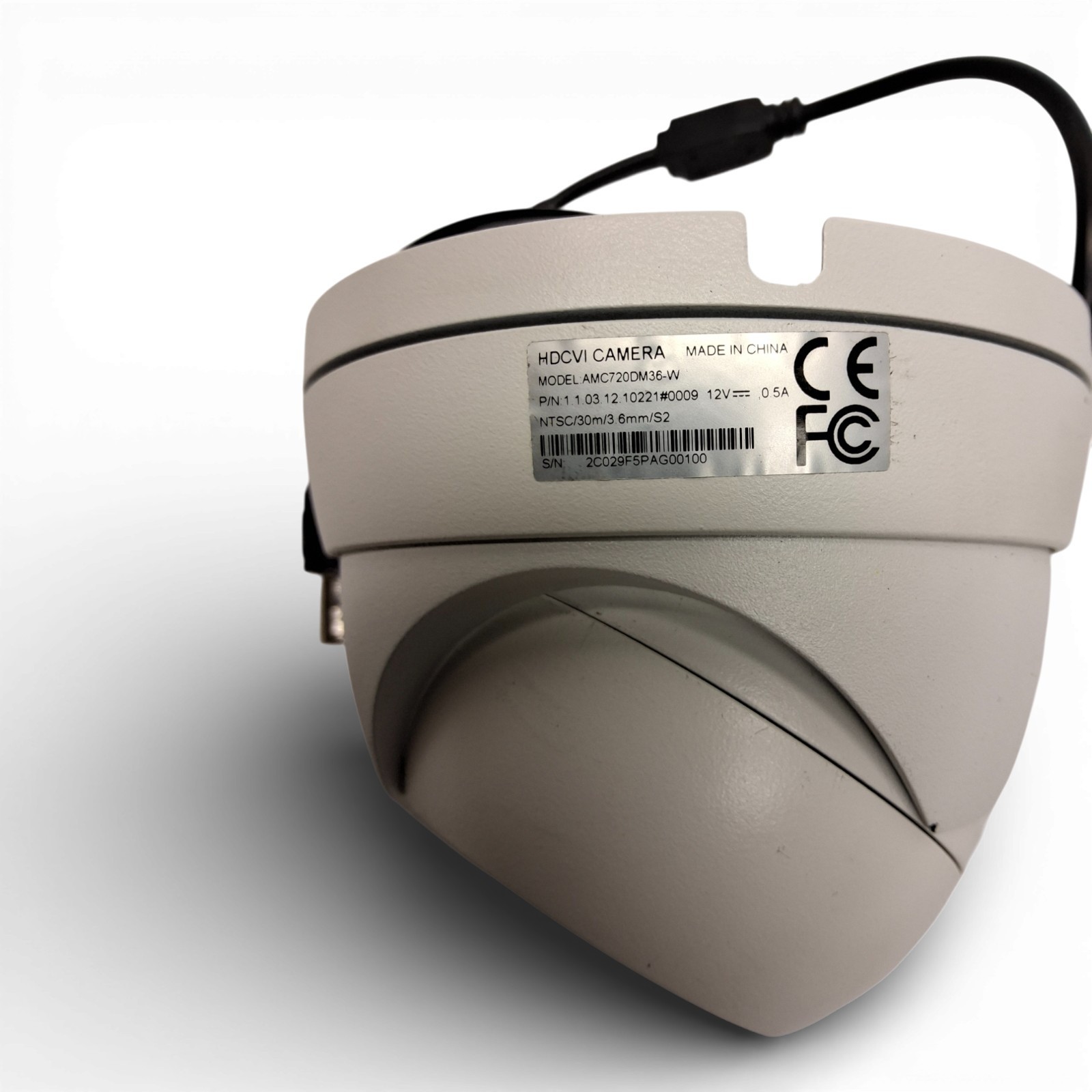 Amcrest Outdoor Dome Security Camera White AMC720DM36-W 720p HD HDCVI