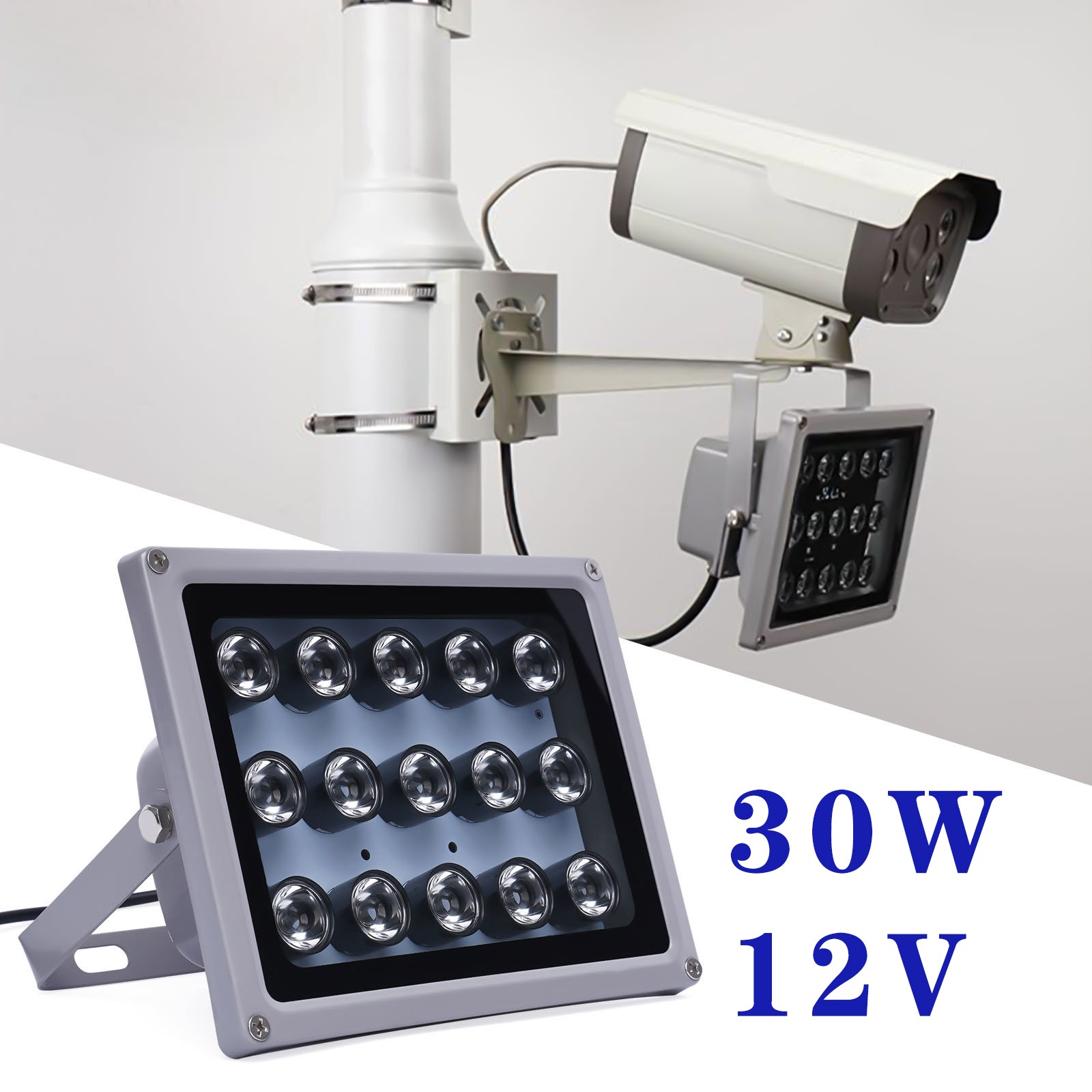 12V IR Illuminator Lamp 15 LEDs Floodlight Waterproof Night Vision Outdoor Light