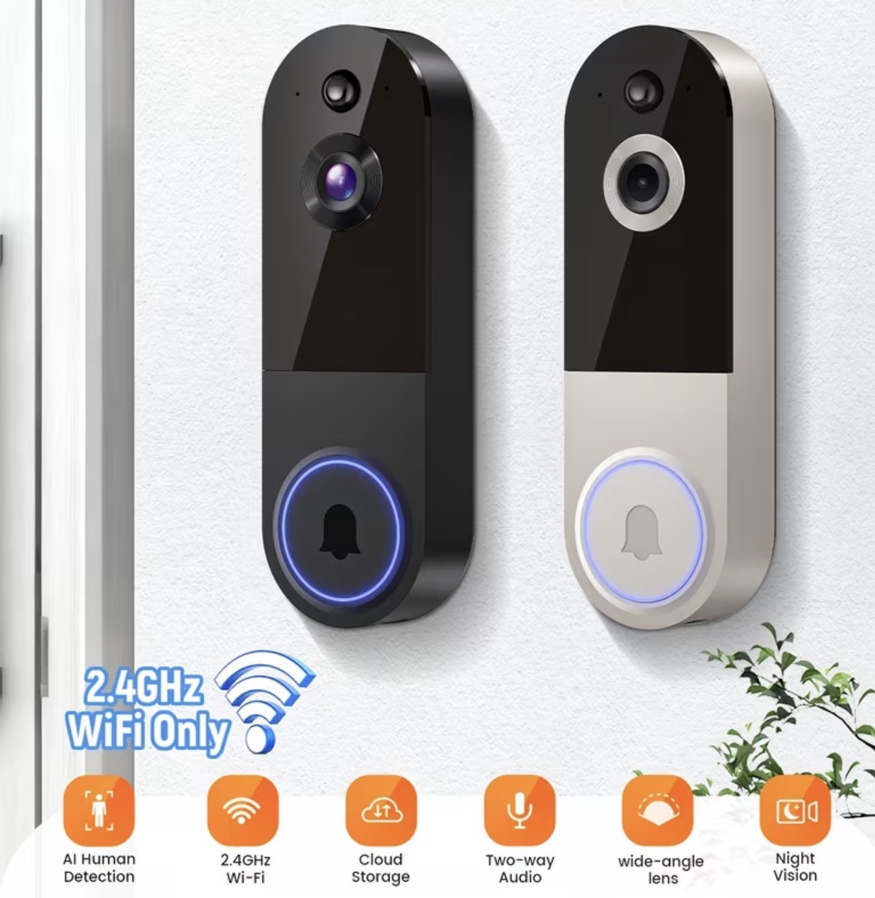 2K Wireless Camera, Multi-combination Smart Doorbell, 166° Wide-angle Video