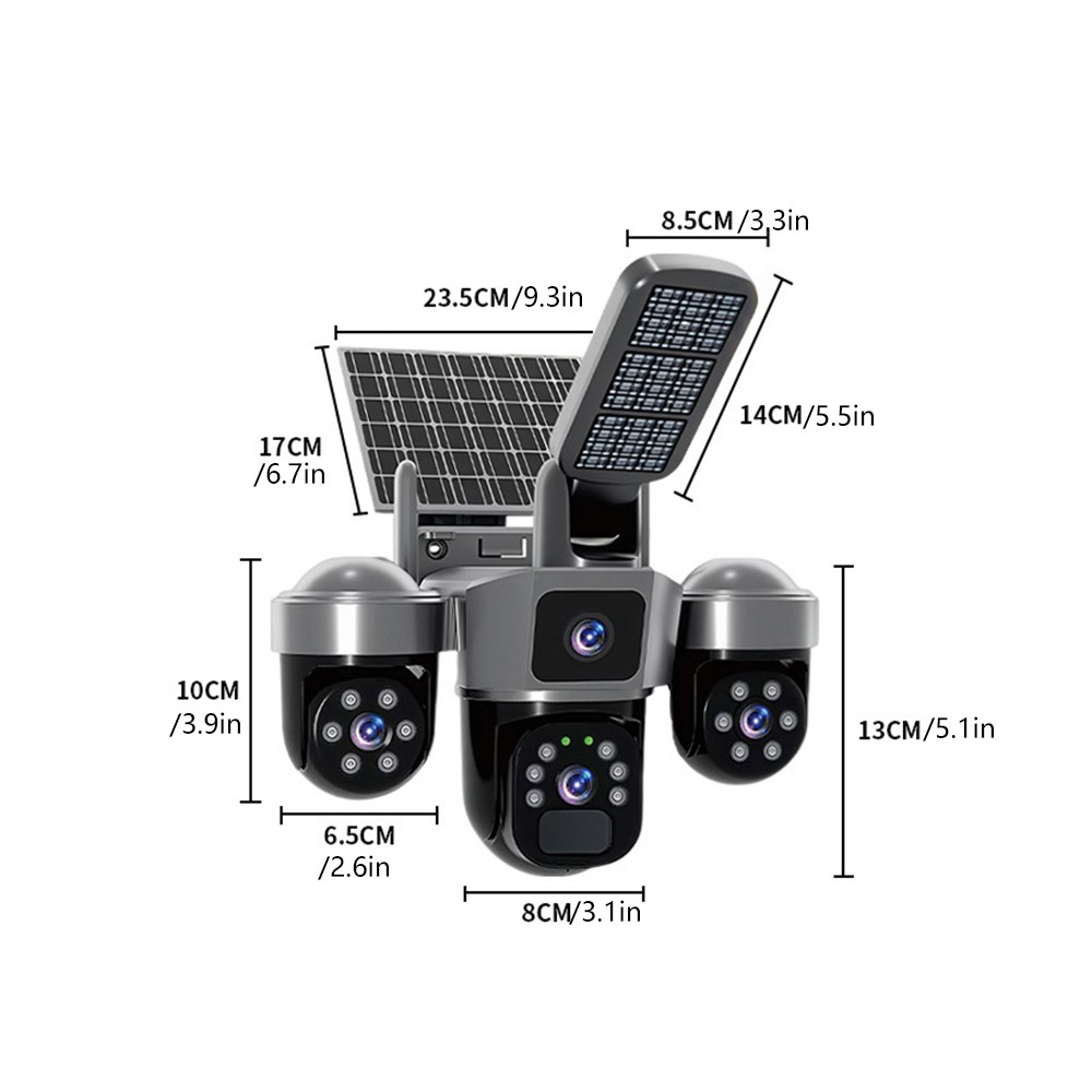 4PCS Camara De Seguridad Solar Inalambricas Para Exterior Con Vision Nocturna HD