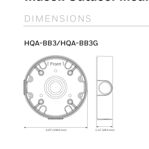 New Honeywell HQA-BB3 Junction Box for 2″ Dome & IR Ball Performance IP Cameras