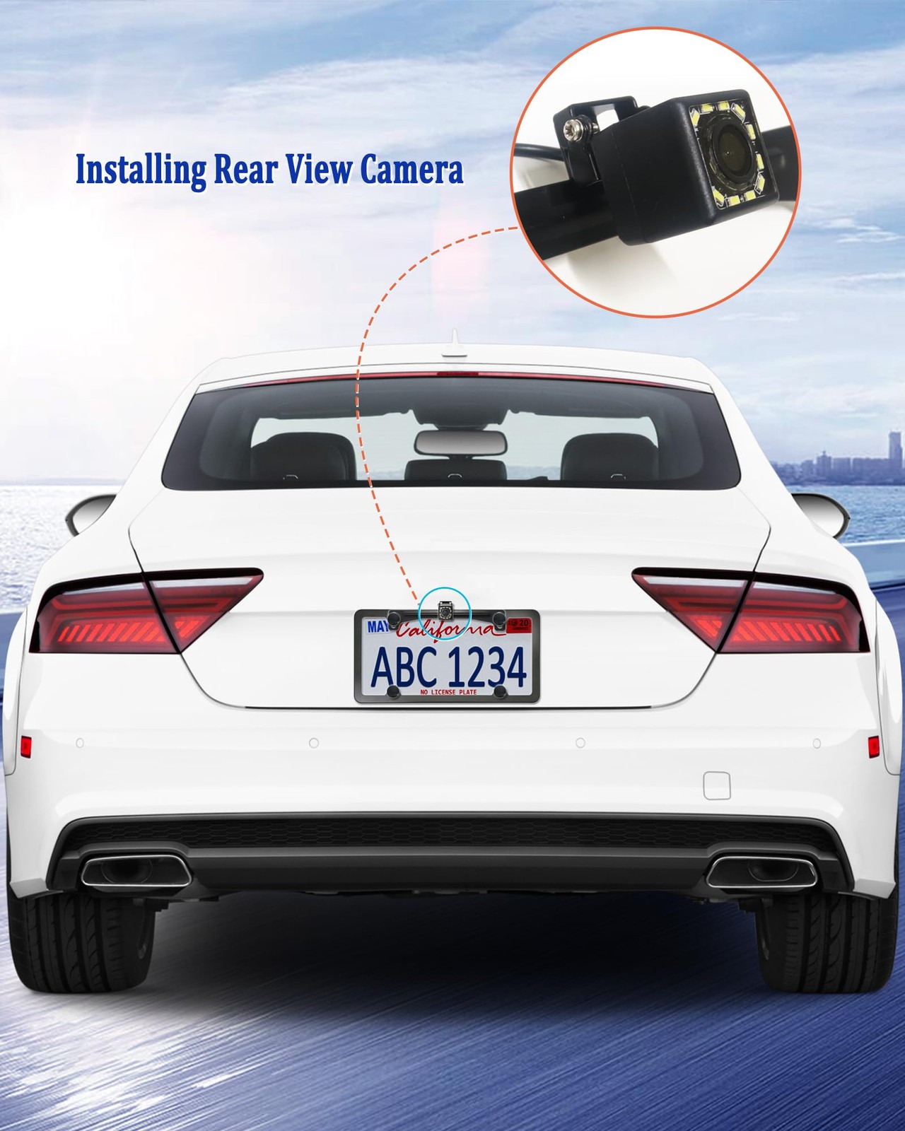 Aootf Universal Car Rear View Camera License Plate Bracket Kit Black