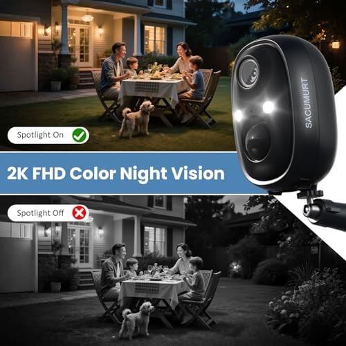 Solar Security Cameras Wireless Outdoor, 2.4G WiFi Wi-Fi Solar Cam – 2 Pack