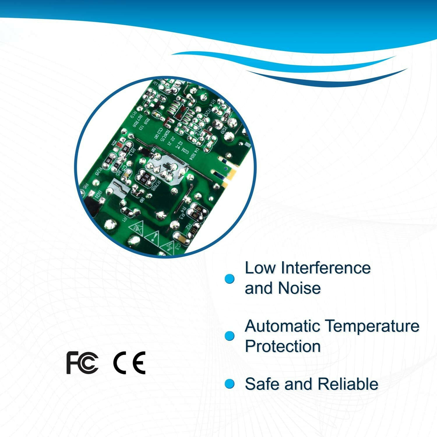 HQRP 8 Port AC Adapter Power Supply for CCTV Cameras 12V 5A + Pigtail