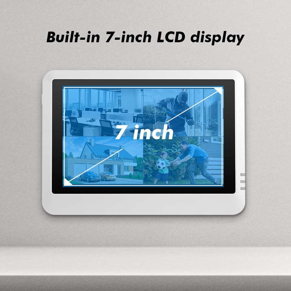 7in Touch Screen Wireless Security NVR Kit H.265+ WiFi Cameras Recording System