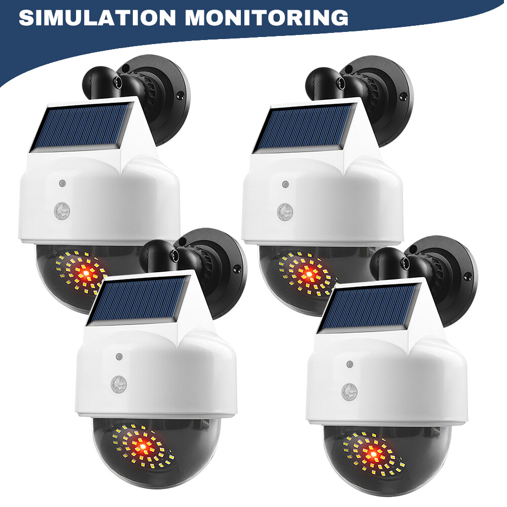 1-4PACK Solar Power PIR Motion Sensor Fake Camera Wall Light Outdoor Garden Lamp