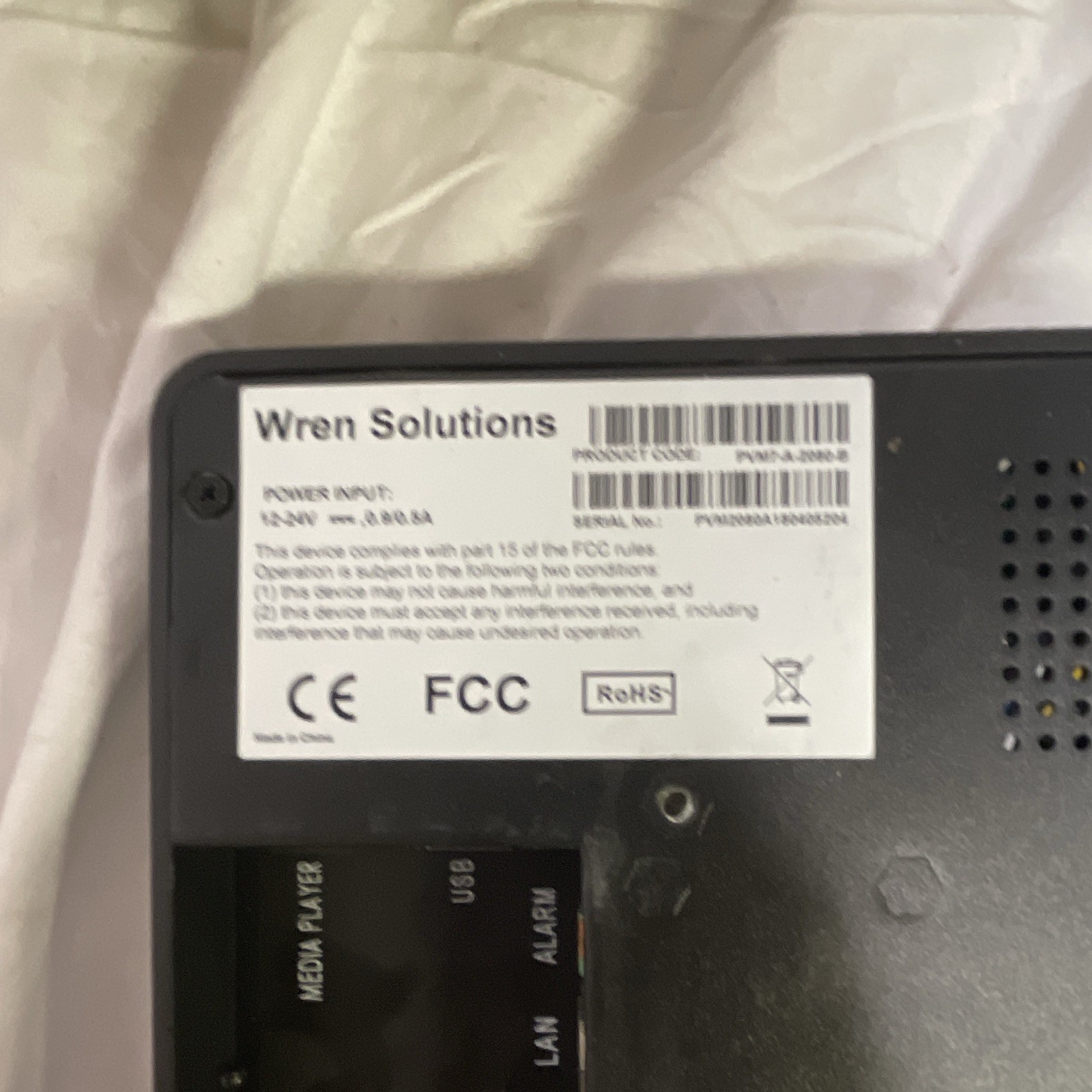 Wren Solutions PVM7-A-2080-B 7in LCD CCTV Monitor w/ Media Player