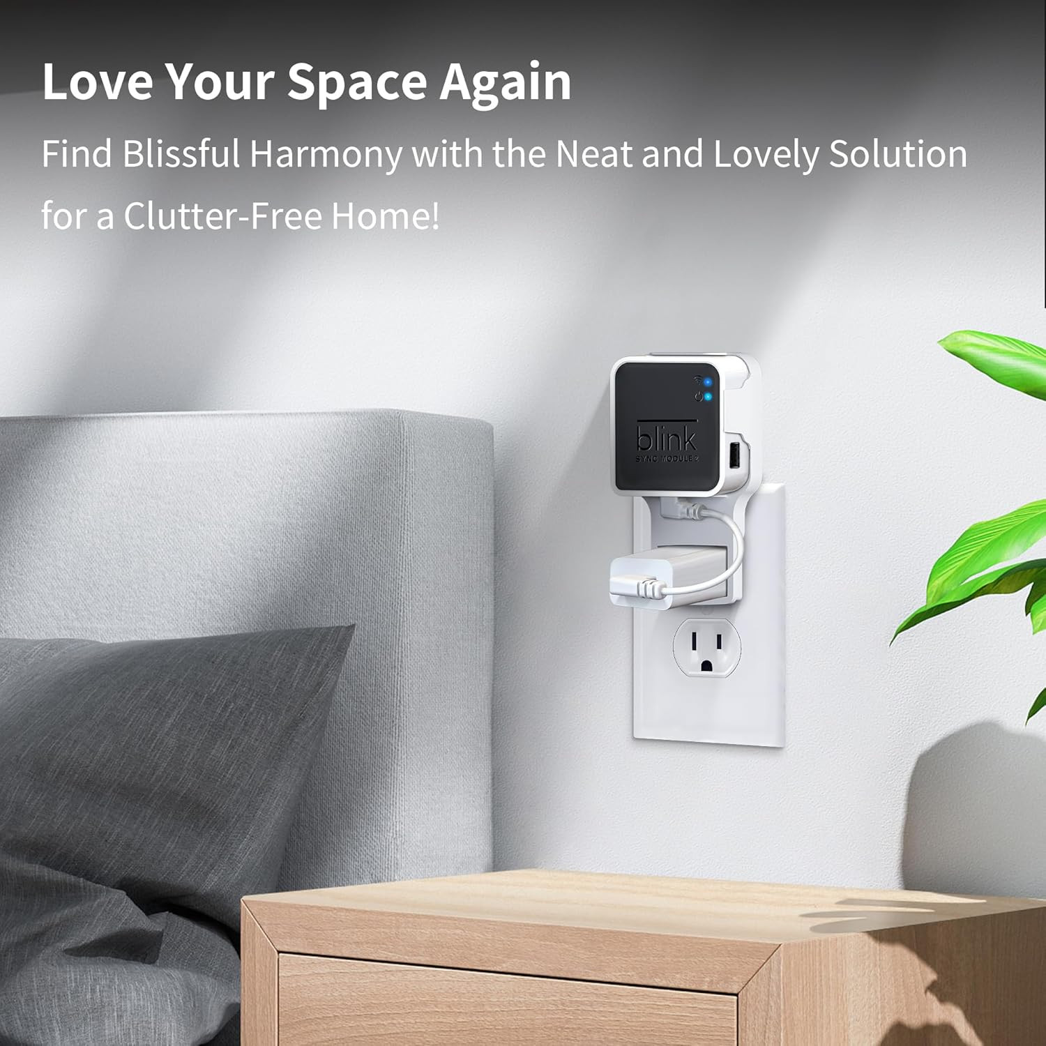 Wall Mount for Blink Sync Module 2 with Short Cable – save Space – No Messy Wire