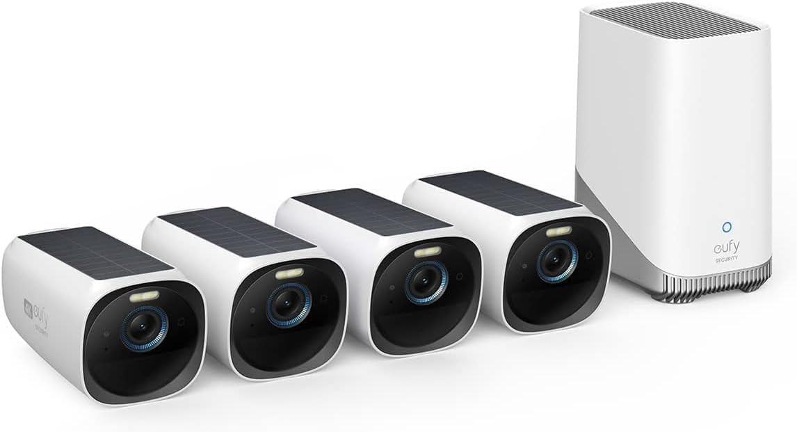 eufy eufyCam 3 Wireless Solar Camera System 4K Outdoor Cam 4pcs Security Cameras