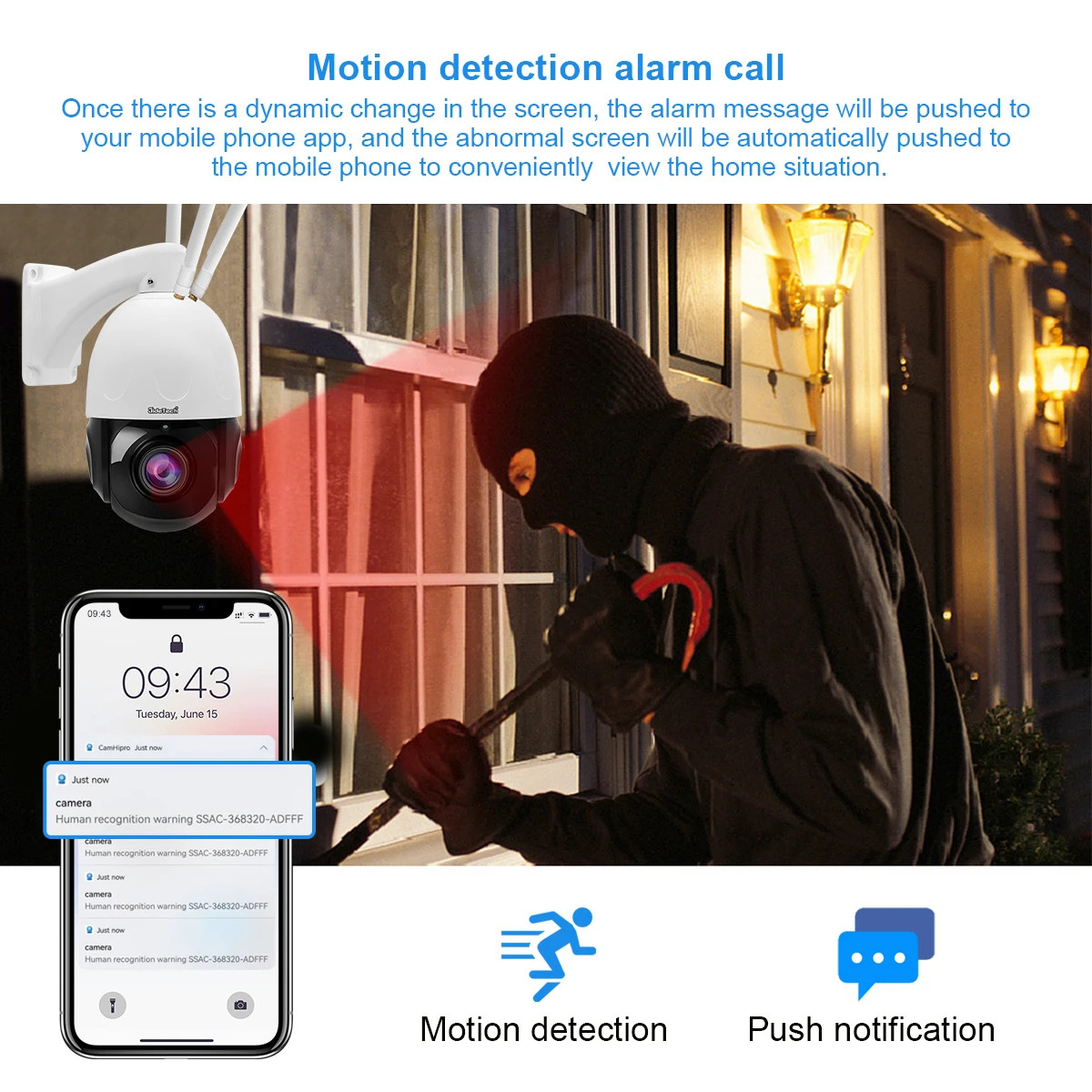 JideTech 5MP WiFi Outdoor IP Camera 20X Zoom Two-Way Audio Support Auto Tracking