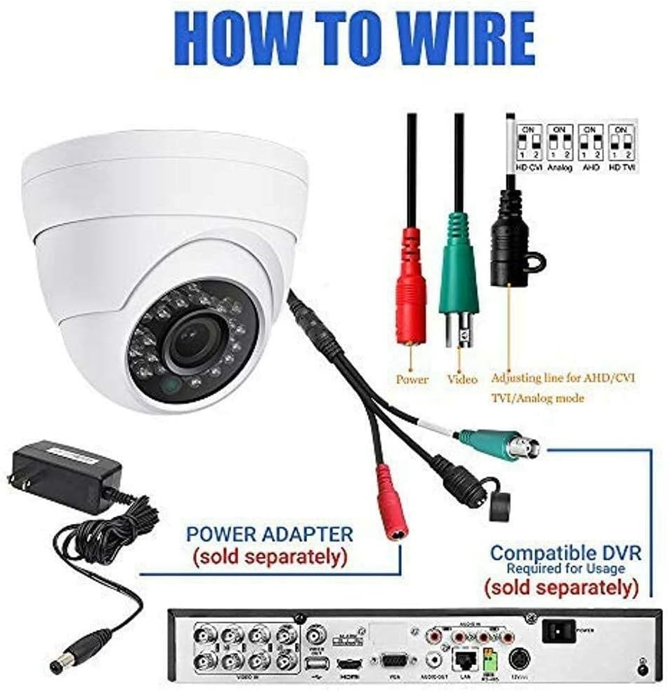 2MP Dome TVI AHD CCTV 4IN1 Camera Color Night Vision Metal Housing 2.8mm
