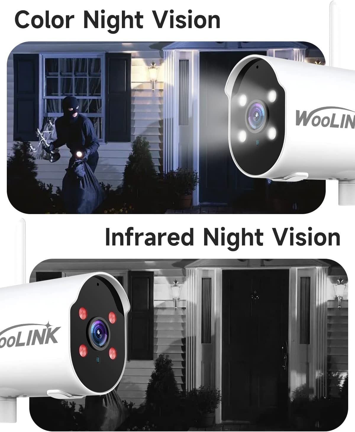 WOOLINK Solar Wireless Security Camera 2K 3MP Solar Battery PIR Detection Audio