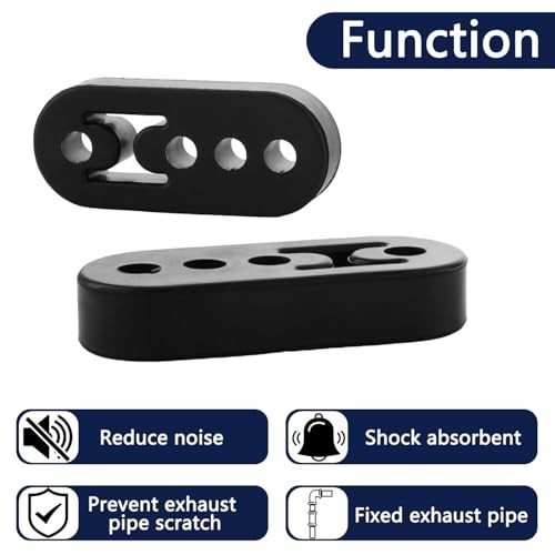 Exhaust Hanger Rubber, Car Muffler Shock Absorber Mount Hanger 2 PCS BLACK