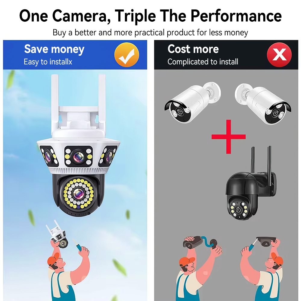 6MP 3x Lens WiFi IP Camera Wireless Outdoor CCTV PTZ Home Security IR Camera