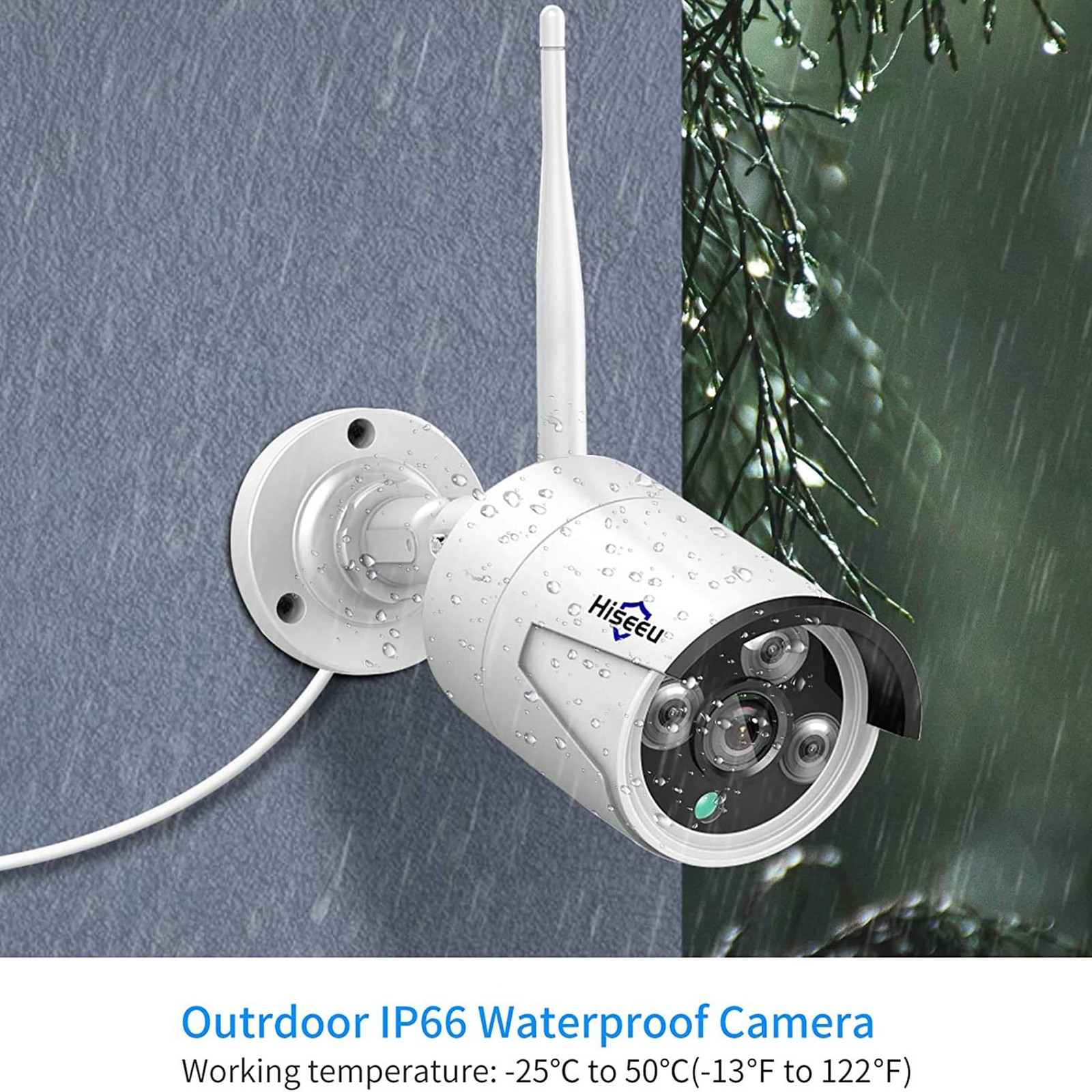 Hiseeu Camera Add on 3MP Outdoor Wireless 1 Count (Pack of 1), White