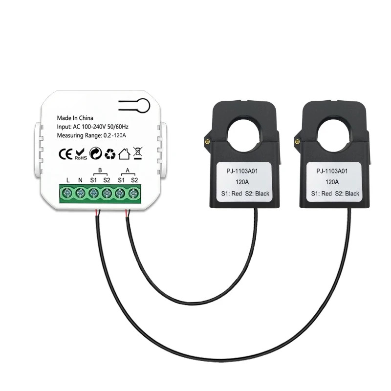 Smart BiDirectional 120A Wifi Energy Meter with CT for Solar Systems Buzzer Over