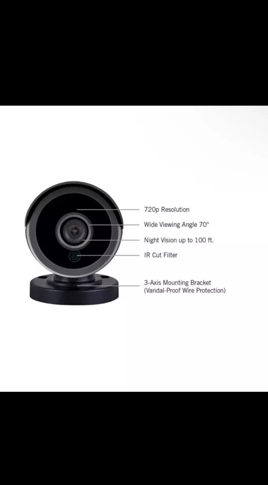 Night Owl CM-HDA7B-BU-H 720p HD Black Security Camera / Night Vision With Cable