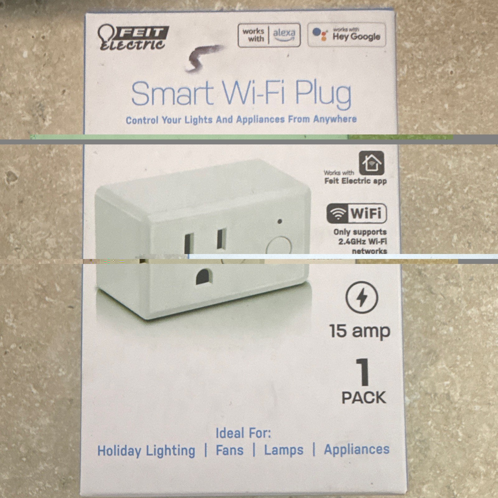 Feit Electric Smart WiFi Plug Alexa Google 120V 15A 1-Outlet White PLUG/WIFI (N)