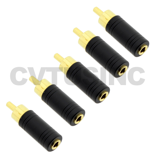 5x 3.5mm 1/8″ Female Jack to RCA Male Plug Audio Adapter Cable 24K Gold Plated