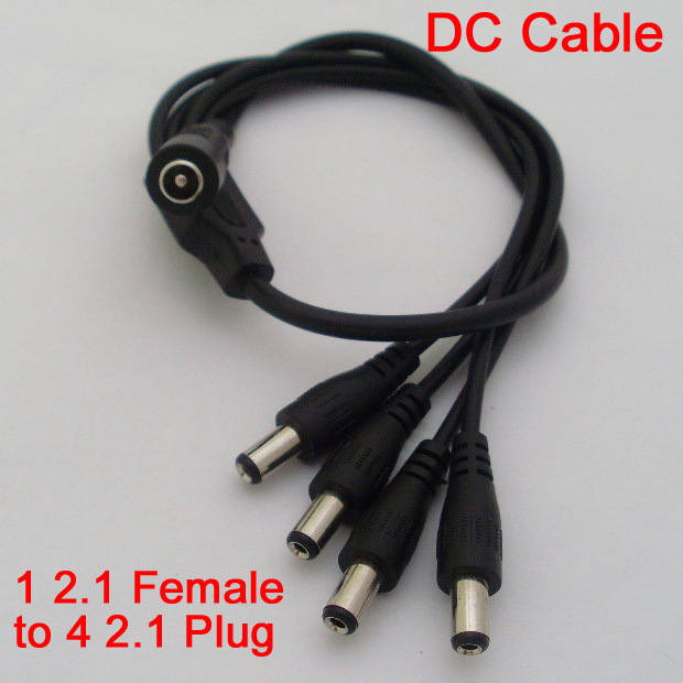 50pcs DC Power Splitter Cable DC 5.5×2.1 Female 1 to 4 Male Cord For CCTV Camera