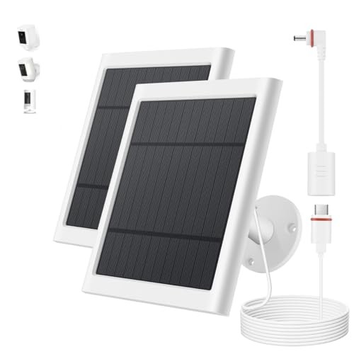 Solar Panel for Ring Camera, 2 Pack 4W Solar Charger Compatible with White 2PCS