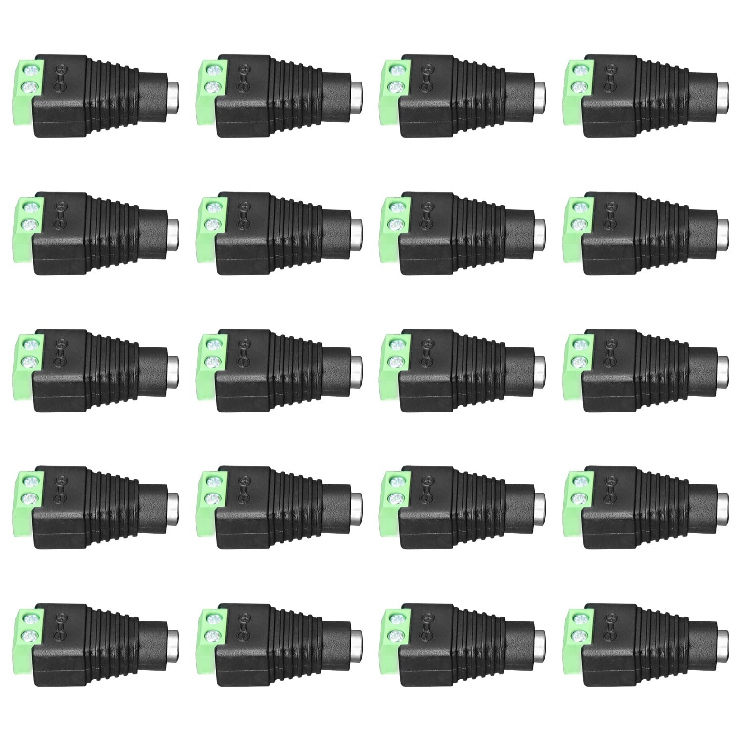 20 PCS Female DC Power Connectors, 12V DC Barrel to Screw Terminal Jack Adapter