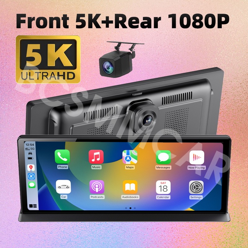 5K Dash Cam Car DVR Front Rear Camera Parking Monitor For Apple Carplay With Cam