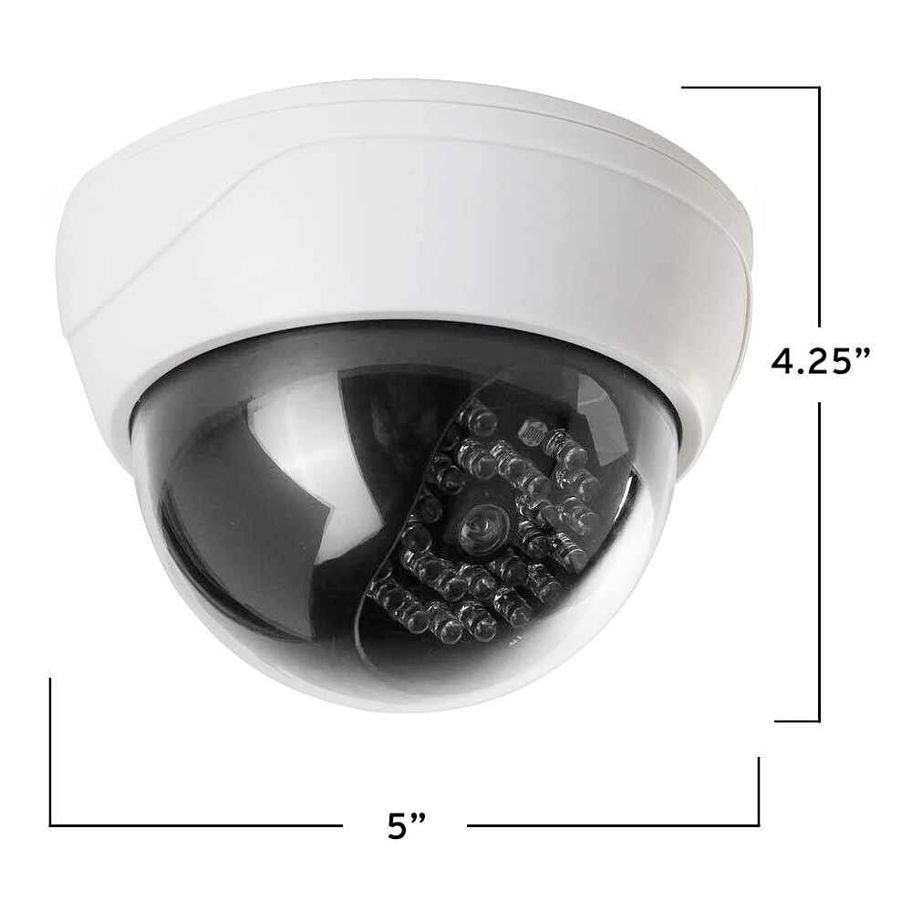 MaximalPower Fake CCTV Security Dummy Dome Camera w/ Red LED Light for Home Lot