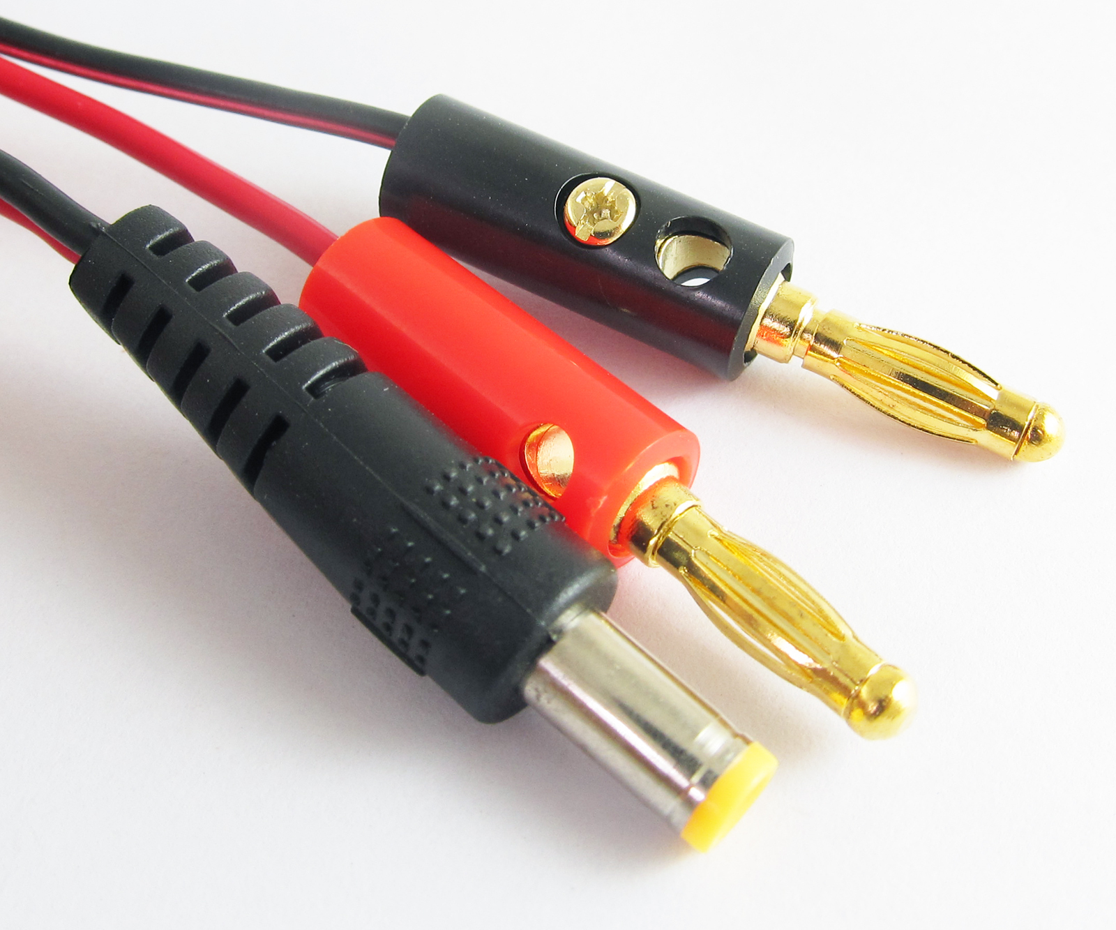 10sets Gold Plated 4mm Banana Plug to 2.1×5.5mm DC Male DC Power Cable 30cm/1Ft